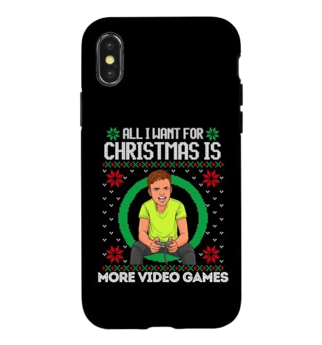 All I Want For Christmas Is More �r�f�I�Q�[�� �j�̎q ���̎q �Q�[�}�[ �X�}�z�P�[�X iPhone X/XS �p