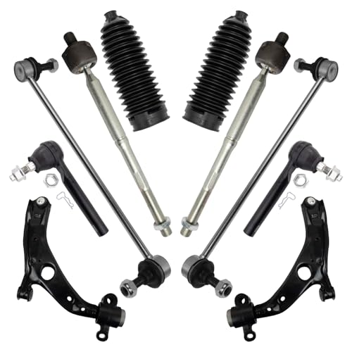 TRQ Front Steering & Suspension Kit Control Arm with Ball Joint Steering Rack & Pinion Bellow Sway Bar Stabilizer Link Tie Rod Compatible with 2017-2022 Mazda CX-5
