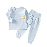 TONONE Baby Kinder Schlafanzüge Jungen Mädchen Pyjamas Set Langarm Nachtwäsche (Blau,90 Yards)