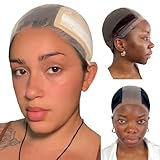 LABHAIRS Wig Cap with Grip Band for Keeping Wigs in Place, More Full Cap-wide Transparent Lace for Lace Front Wigs - Brown/Black/Nude Non Slip Cap Make Your Wig Be Glueless (Nude-S)
