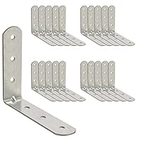 OMIDEAS 20 x Winkelverbinder (60 x 60 x 16) Winkel L Klammern Eckwinkel 90 Grad Lochwinkel Bauwinkel Holzverbinder Metallwinkel Möbel Stuhl Verbinder Verzinkt