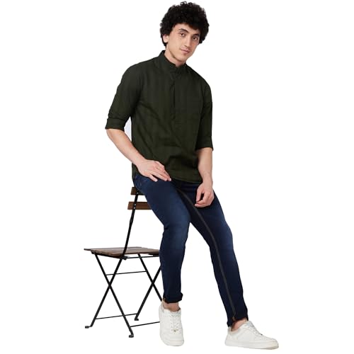 Image of Spykar Men's Regular Fit N /A Full Sleeve Solid Casual Shirts