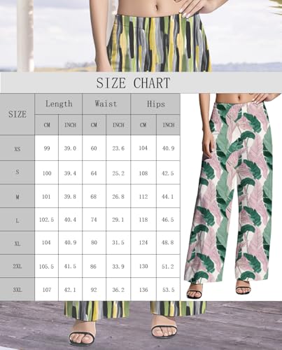 Womens Pattern Print Pants High Waisted Striped Casual Wide Leg Plus Size Capri Trousers Flowy Beach Trendy Pant3