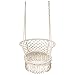 COSTWAY Hamac Chaise Balançoire Macramé, Siège Suspendu en Corde de Coton avec Glands, Chaise Balançoire Intérieure et Extérieure avec Franges Romantiques, Capacité de 160kg (Blanc)