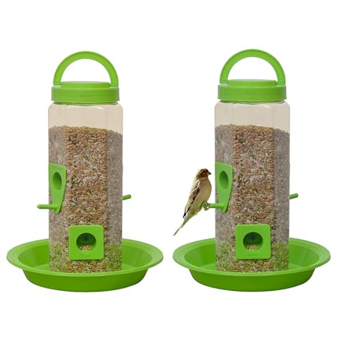 Image of Deskart Hanging Bird Food Feeder Stand | Pack of 2 Outdoor Plastic Bird Seed Dispenser Stand for Garden and Balcony