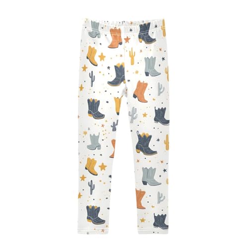 Cute Cowboy Boots Girls Leggings Soft Stretch Workout Yoga Dance Pants for Kids Casual Tights