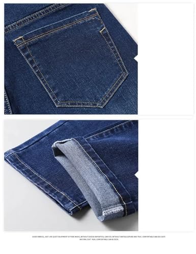 Men's Plus Size Spring Autumn Elastic Business Casual Jeans Classic Straight Denim Trousers3