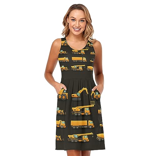 Women's Sleeveless Casual Dresses Swing Cover Up Sundress with Pockets(S-XXL)3