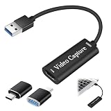 argtnayk Video Capture Card, 4K HDMI zu USB 3.0 Capture Card für Gaming und Streaming, 1080p 60 fps Aufnahme mit HDMI Loop-Out, Kompatibel mit PC, Mac und Konsolen für Echtzeit-Übertragung