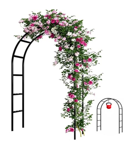 Adorox 7.8ft Garden Arch Trellis for Climbing Plants, Metal Arch Frame, Pumpkin Archway Outdoor Garden Arbors and Arches for Halloween Christmas Birthday Party Baby Shower Decoration(Black)
