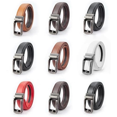 Mnjyihy Men's Casual Leather Belt Fashion Alloy Automatic Buckle Two-Layer Cowhide Business Belt3