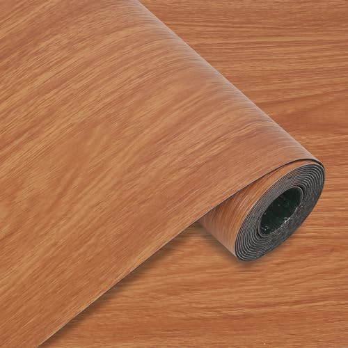 Revêtement de Sol en PVC Aspect Bois, Carreaux Adhésifs pour Sol en Vinyle - Épaisseur 0,15cm - Antidérapant - Imperméable - Panneaux Muraux, 40x300cm - 1,2m²(Chêne Chaud)