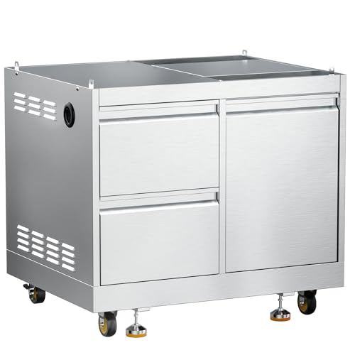 BODEGA Outdoor Kitchen Cabinets for Built-in BBQ Grill with 2 Drawers and Propane Tank Storage, Stainless Steel Outdoor Kitchen Drawer Suitable for 30 Inch Propane Grills.