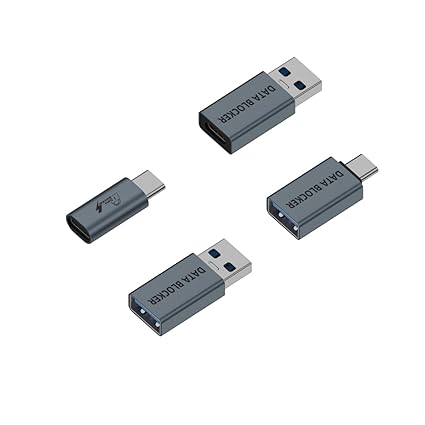 USB Data Blocker 4-Pack USB-C to A & A to C Charge-Only Adapters โ Anti Juice Jacking, Safe Travel Charging, Hacking Proof 100% Guaranteed, USB C Data Blocker for Any USB Phone Charging USB Data Blocker 4-Pack USB-C to A & A to C Charge-Only Adapters โ Anti Juice Jacking, Safe Travel Charging, Hacking Proof 100% Guaranteed, USB C Data Blocker for Any USB Phone Charging