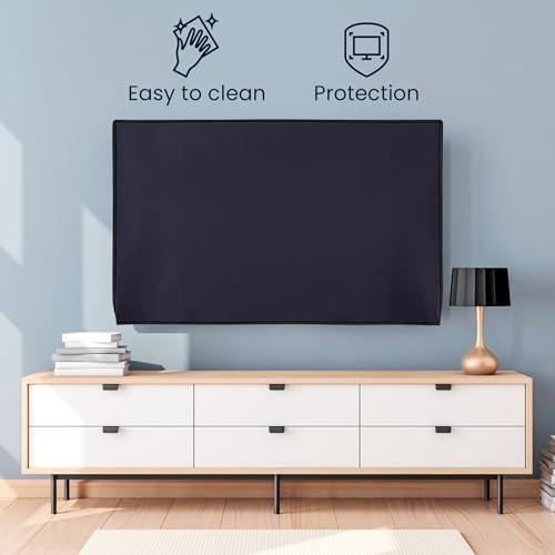 kwmobile Indoor 75" TV Cover – Television Dust Cover Screen Protector – TV Screen Dust Protection – Synthetic Fabric Dark Blue by kwmobile - Used condition - Image 2