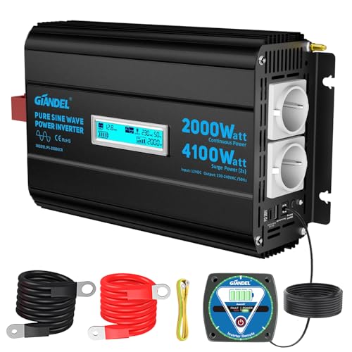 GIANDEL Inversor de Corriente 2000W Onda Sinusoidal Pura con Potencia Pico 4100W Convertidor...
