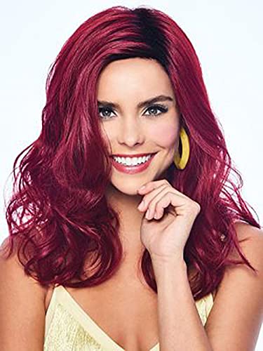 Renershow Red Wig Ombre Burgundy Curly Wigs For Women Medium Length Wavy Wig Synthetic Natural Cosplay Hairstyle #TOP20