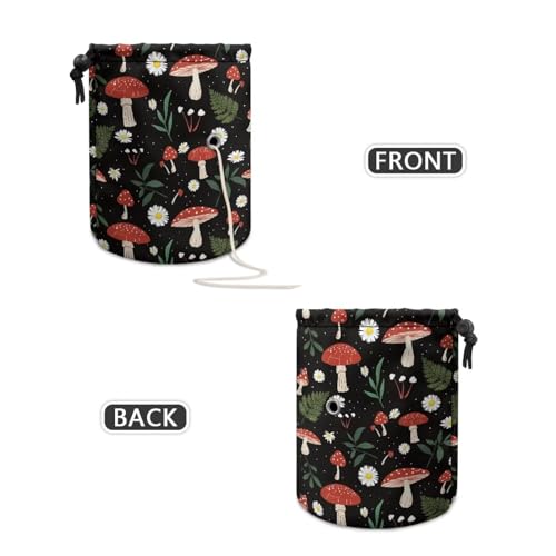 Image of Sellikakes Mushroom Floral Small Yarn Bag Yarn Holder Crochet Organizer, Crocheting Storage Bag, Knitting Bag Yarns Store Skein Ball, Crochet Project, Knitting Supplies