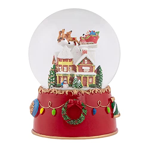 Northlight Santa and Reindeer Christmas Night Musical Snow Globe, 7