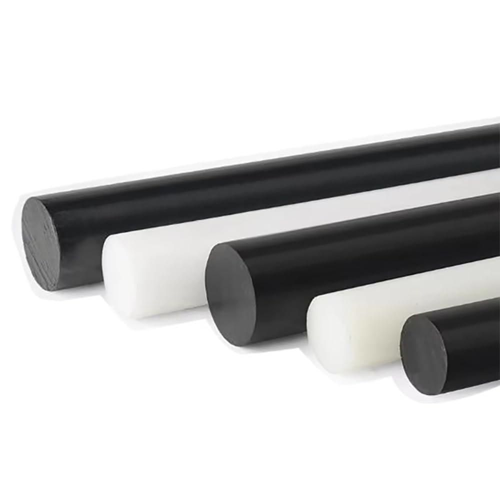 2 Stück POM-Nylonstab, Runder Hartplastikstab Mit 3–50 Mm Durchmesser, Hochsteife Technische Stange For Heimwerkerteile, Weiß/schwarz, Länge 500 Mm(White,7x500mm)