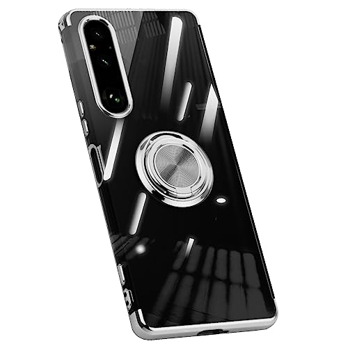 LUNBER-ARMOR�EFor Xperia 1 VIII �P�[�X �N���A �ϏՌ� �J�o�[ ���b�L TPU ���� ��̌^�����O�t�� �X�^���h�@�\ �V���v�� �w�ʃP�[�X �N���A�P�[�X For �G�N�X�y���A1 ��8����(�V���o�[)