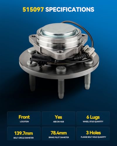 Image of PHILTOP 515097 x2 RWD Front Wheel Bearing Hub Assembly for Silverado 1500