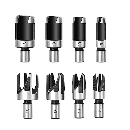 Fongmore 8pcs haute teneur en carbone en acier bouchon foret set droite cône outil Liège foret 6mm 10mm 13mm 16mm