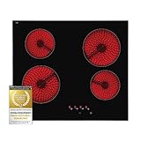 Exquisit Kochfeld EKC 601-5 | Glaskeramik | Touch Control | 4 Kochstellen | Rahmenlos | 6000 W