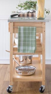 Kitchen Island Cart with Stainless Steel Top Finish: Natural