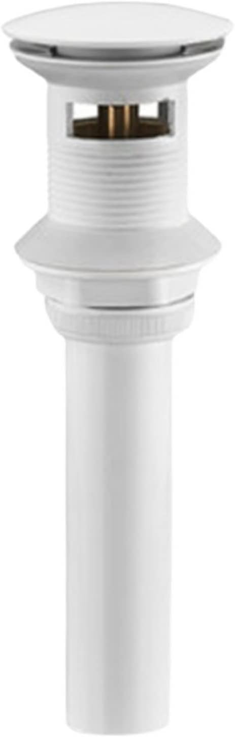 Pop Up Sink Drain with Overflow Drain Assembly for Bathroom Sink Push Button Sink Drain Stopper Brass Universal for Washbasin Bathtub(White)