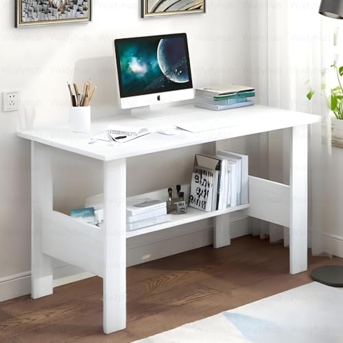 Wudyhub Computer Home/Office Desk | Writing Study | Laptop Table | Modern Simple Desk | Small Desks for Small Spaces | Sturdy Desk for Home, Office, Bedroom, Living Room (ST-08-White)