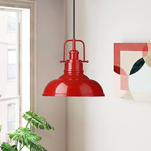 Image of zeyu Modern Dome Pendant Light, 1-Light Kitchen Ceiling Pendant Lighting Fixture, Red Finish, 016-1 RED