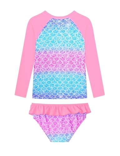 Image of Girls Rash Guard Swimsuit Long Sleeve Tankini Sets Two Pieces Bathing Suit Swimwear UPF 50+ Sun Protection