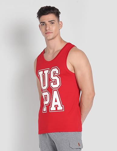 Image of U.S. Polo ASSN. Men's IYBD Brand Print Cotton Vest - Pack of 1