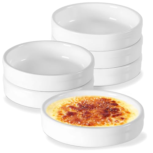 YOFAPA 6 moldes de cerámica para hornear Ramekin, 4.5 x 1.4 pulgadas, plato redondo poco profundo, plato individual para pastel, mini plato para pastel para cocina y restaurante