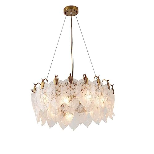 Suspension E14 moderne en feuille bronze doré : lustre créatif pour salon et salle à manger chic