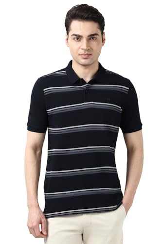 Image of Peter England Men's Cotton Breton Stripe Polo T-Shirt | Casual Wear | Modern Design