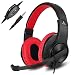 DIWUER Stereo Wired Gaming Headset for PS4 Xbox One 3.5mm Bass Over-Ear Headphones with Mic Noise Isolation for Laptop PC Mac iPad Phones (Red)