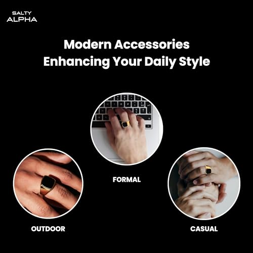 Image of SALTY ALPHA Hand Finger Ring for Men & Boys | Stainless Steel | Stylish & Minimal | Birthday Gift | Aesthetic Jewellery | Accessories for Everyday Wear | Gift for Diwali, Christmas, Marriage, Birthday