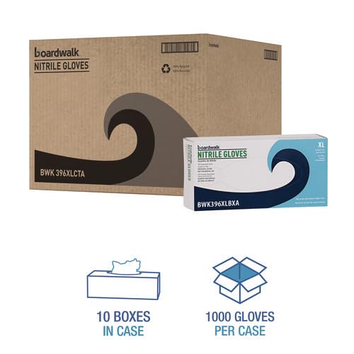 Boardwalk Disposable General-Purpose Powder-Free Nitrile Gloves, X-Large, Black, 4.4 mil, 100/Box, 10 Boxes/Carton