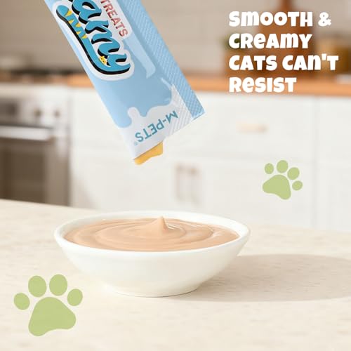 Image of M-PETS Rich Salmon & Omega-3 Lickable Cat Treat - 20 Tubes of Healthy Squeeze Up Creamy Snacks with Functional Nutrients & Beta-Carotene for Immune, Skin & Coat Support - Grain Free, High Protein