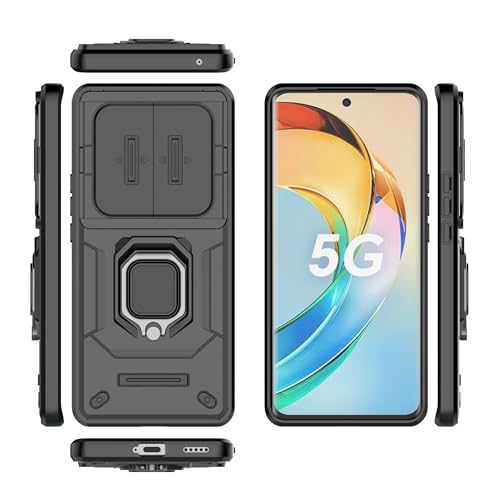 Image of TPU+PC Camshield Pro Case With Slide Camera Protection And Ring Stand Bumper Back Case Cover For Honor X9B 5G (Black)