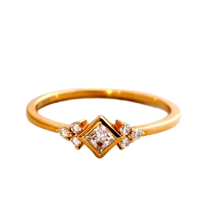 Bague imposante en argent 925 et or avec pierre CZ transparente d'une brillance digne de diamants