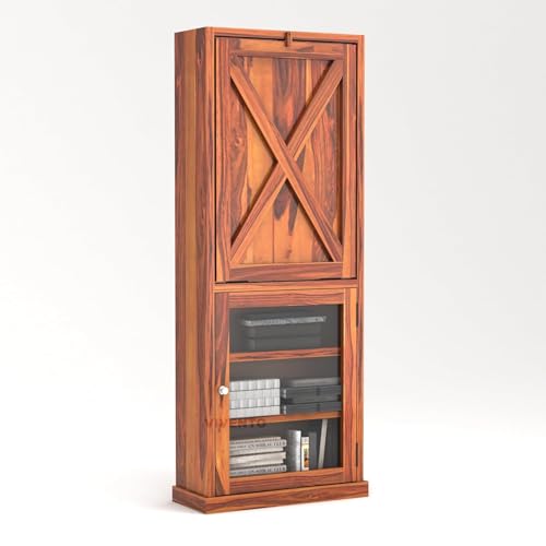 Image of SUNCOM Solid Sheesham Wood Study Table for Adults |Wooden Study Table with Bookself | Wooden Writing Desk Work from Home | Rosewood | Already Assembly, Honey Finish