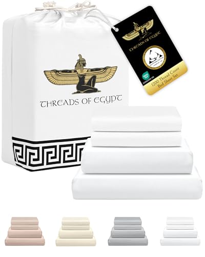 Image of Luxury 1200 TC 100% Egyptian Cotton Cal King Size Sheet Set | Ultra Soft | Cooling for Hot Sleepers | CEA Gold Seal Certified | 18 inch Deep Pocket | Cal King Size [White]