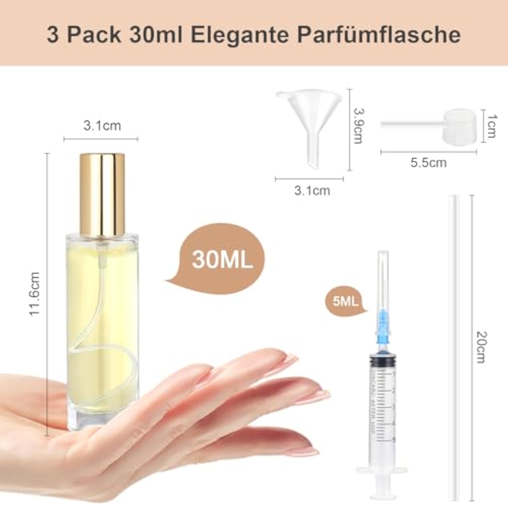 3 Pieces Refillable Perfume Atomizer