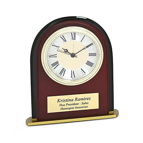 Executive Gift Shoppe - Personalized Mahogany Alarm Clock - Engraved Desk Clock - Wooden Table Clock #TOP1