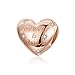 Produktbild Herz-Charms, 925er-Sterlingsilber, mit Rotgold vergoldet, Kristallperlen, kompatibel mit Pandora-Armband und Halskette