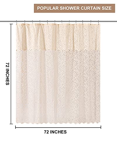 Ysohq Farmhouse Shower Curtain Modern Lace Sheer Boho Shower Curtain Set Vintage For Bathroom Decor 72 X 72 Inch 1 Panel Brown With Attached Valance #TOP6