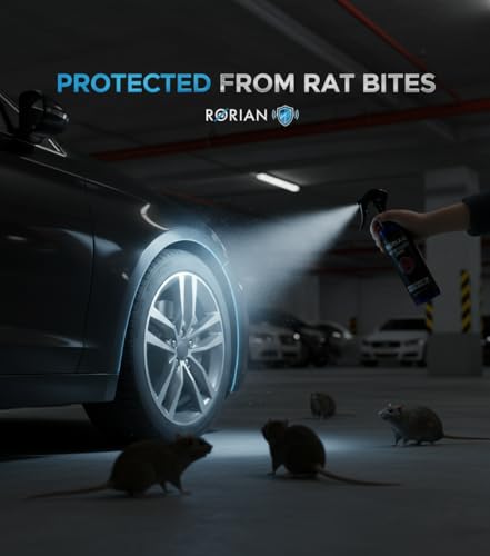 Image of RORIAN Rat Repellent Spray for Cars, Natural Mint Scent Engine Bay Protection, Non-Toxic Rodent Deterrent, Cruelty-Free & No-Kill Solution (200ml)